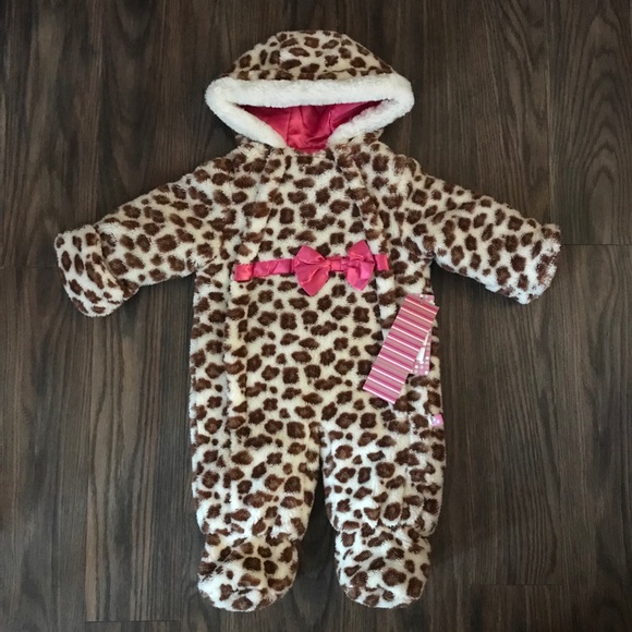 leopard print baby snowsuit